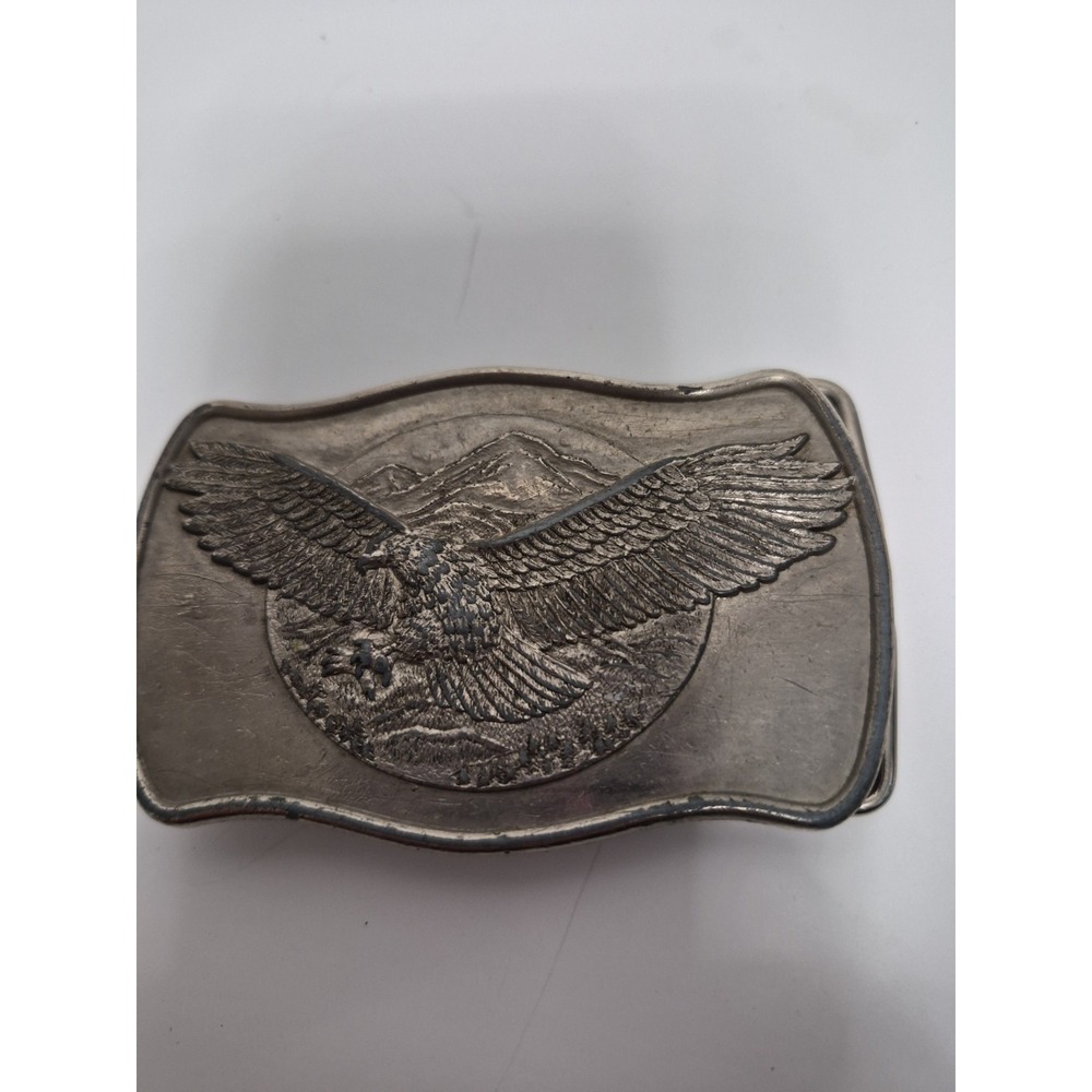 Patriotic American Eagle Flying Over Mountains Vintage Numbered Belt Buckle